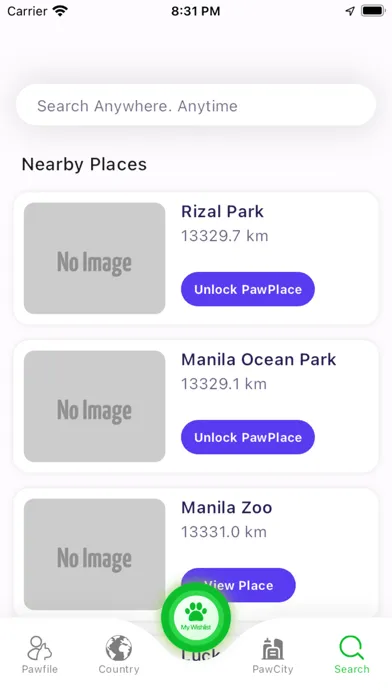 Zrzuty ekranu Paw Places