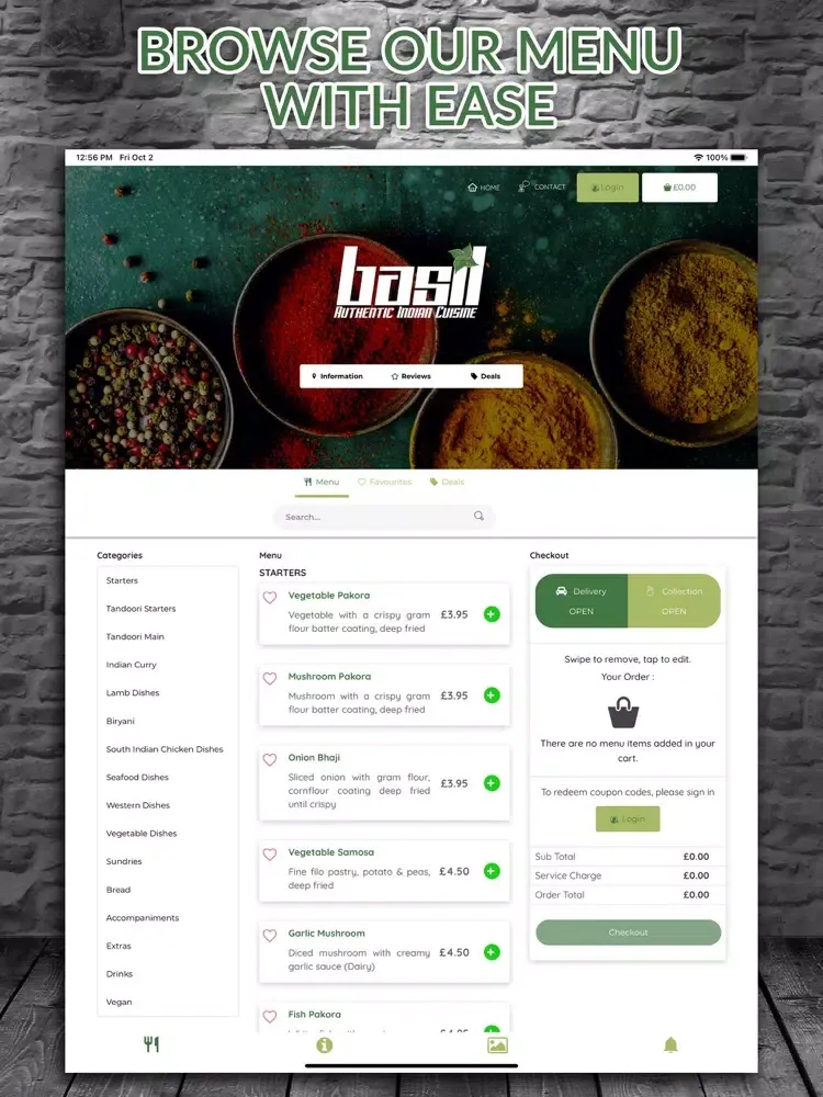 Basil Indian Dunfermline iPad 应用截图