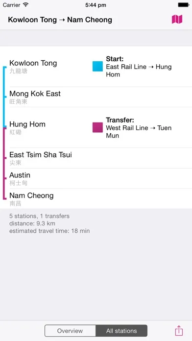 Capturas de tela do Hong Kong Rail Map Lite