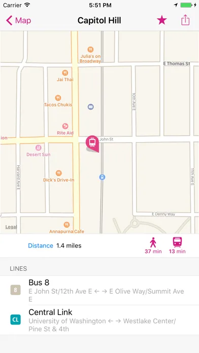 Zrzuty ekranu Seattle Rail Map Lite