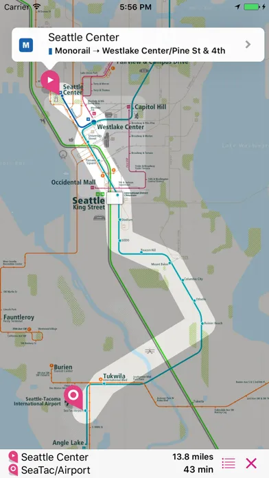 Zrzuty ekranu Seattle Rail Map Lite