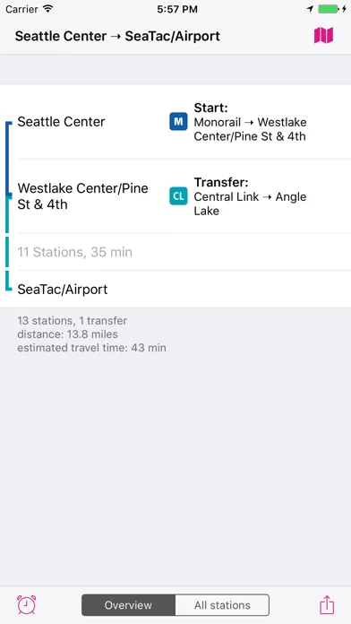 Zrzuty ekranu Seattle Rail Map Lite