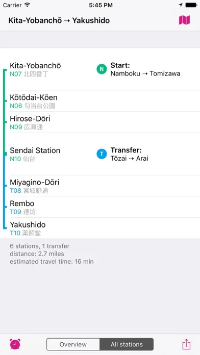 Ảnh chụp màn hình của Sendai Rail Map Lite
