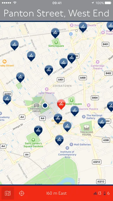Tangkapan skrin London Bikes — A One-Tap Santander Cycles App