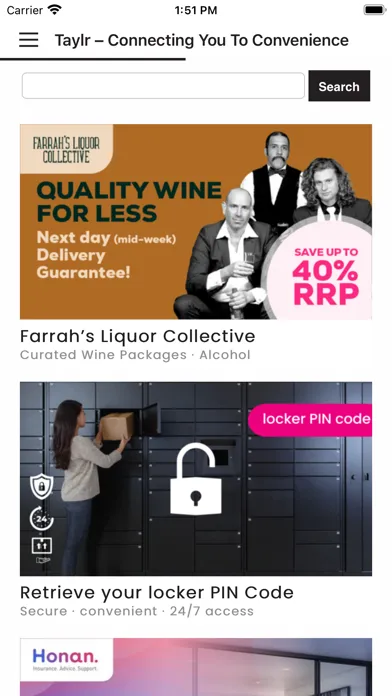 taylr. Screenshots