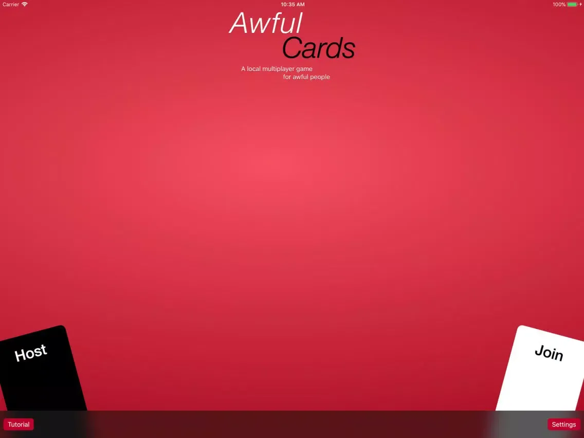 Ảnh chụp màn hình của Awful Cards iPad 