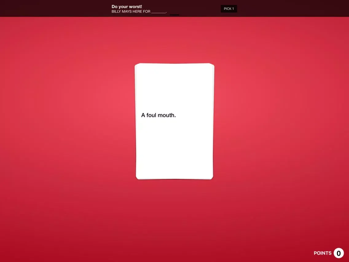 Ảnh chụp màn hình của Awful Cards iPad 