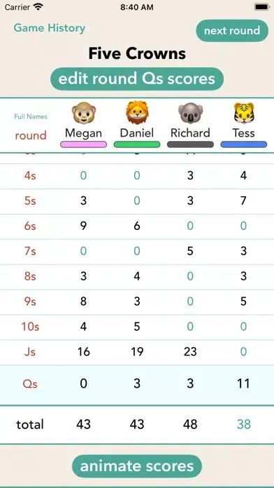 Captures d'écran de Party Animals Scoresheets
