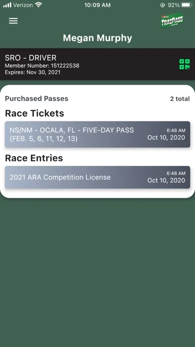 Screenshot di USAC TRACPASS