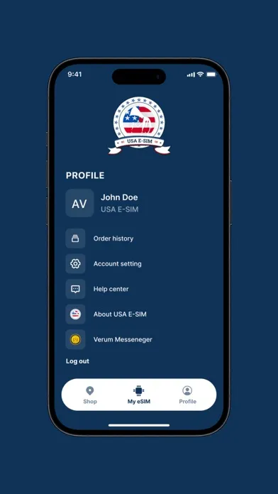 Ảnh chụp màn hình của USA E-SIM