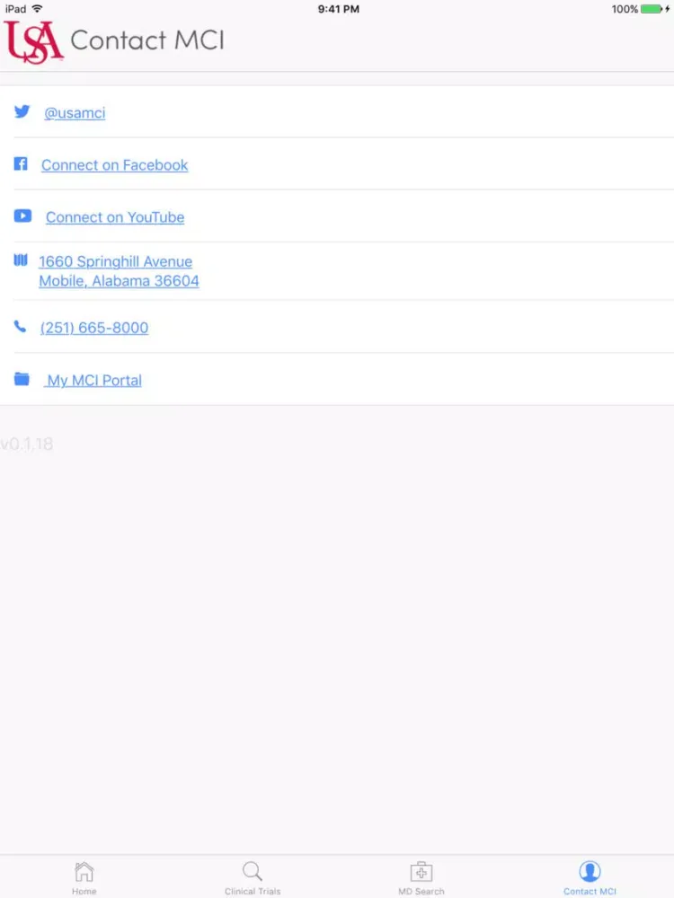 Capturas de tela do USA Health Clinical Trials iPad 