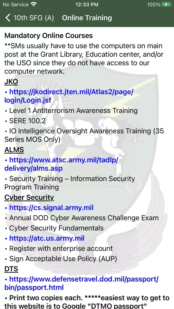 Скриншоты 10th SFG(A) Mobile App