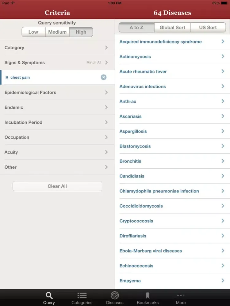 Zrzuty ekranu IDdx: Infectious Disease Queries iPad 