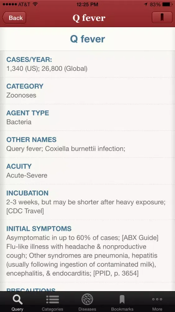 Zrzuty ekranu IDdx: Infectious Disease Queries