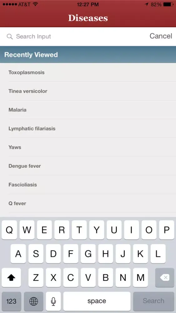Zrzuty ekranu IDdx: Infectious Disease Queries