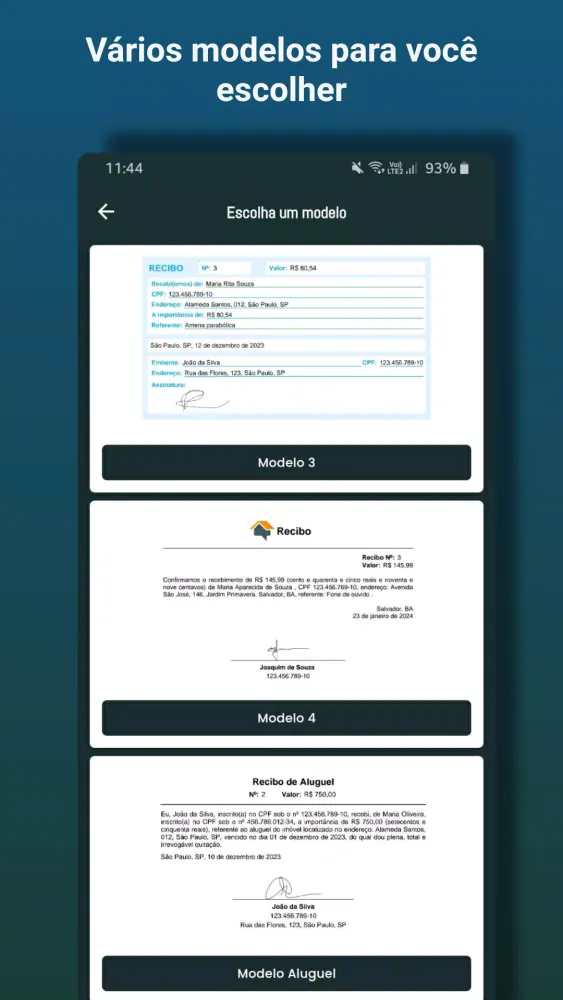 Recibo de Pagamento Ekran Görüntüleri