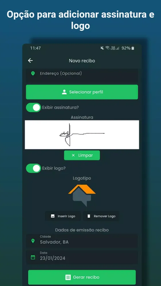 Recibo de Pagamento Ekran Görüntüleri