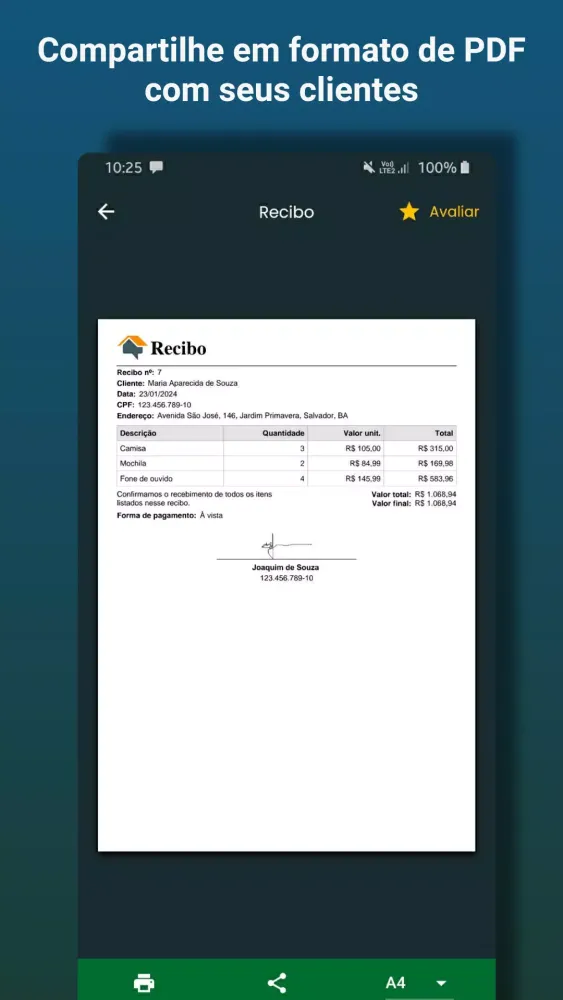 Recibo de Pagamento Ekran Görüntüleri