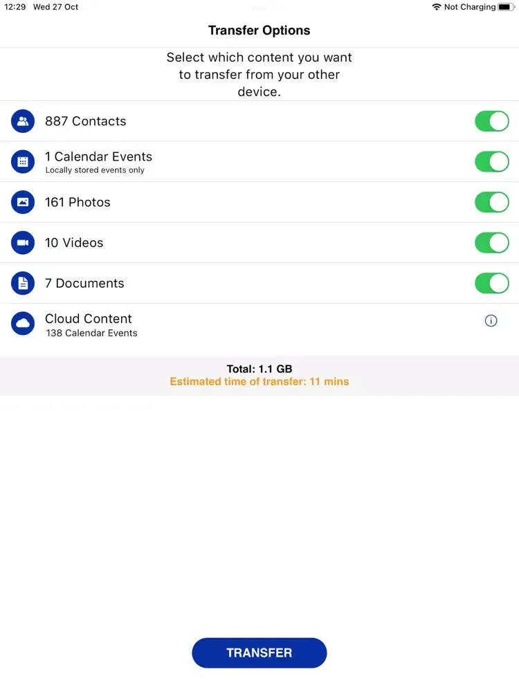 Ảnh chụp màn hình của UScellular™ Data Transfer iPad 