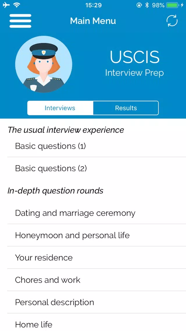 Capturas de pantalla de USCIS Spouse Interview Prep