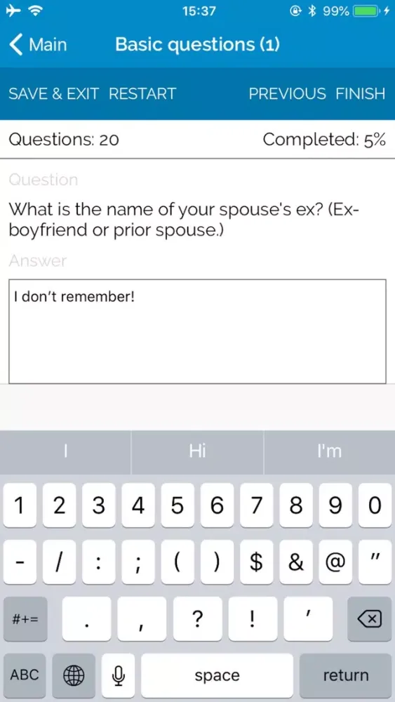 ภาพหน้าจอของ USCIS Spouse Interview Prep
