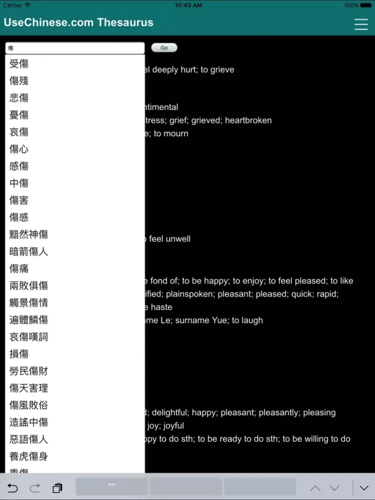 Скриншоты Chinese Thesaurus iPad 