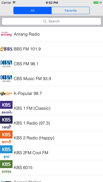 Ảnh chụp màn hình của South Korea Radios