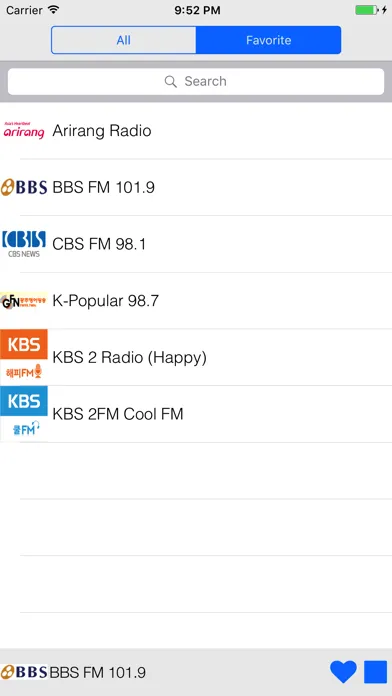 Ảnh chụp màn hình của South Korea Radios