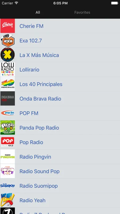 Tangkapan layar Pop Music Radios