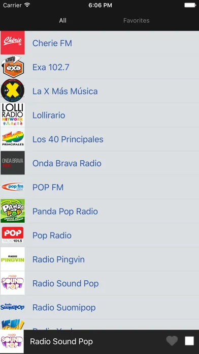 Tangkapan layar Pop Music Radios