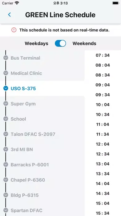 ภาพหน้าจอของ USFK Bus