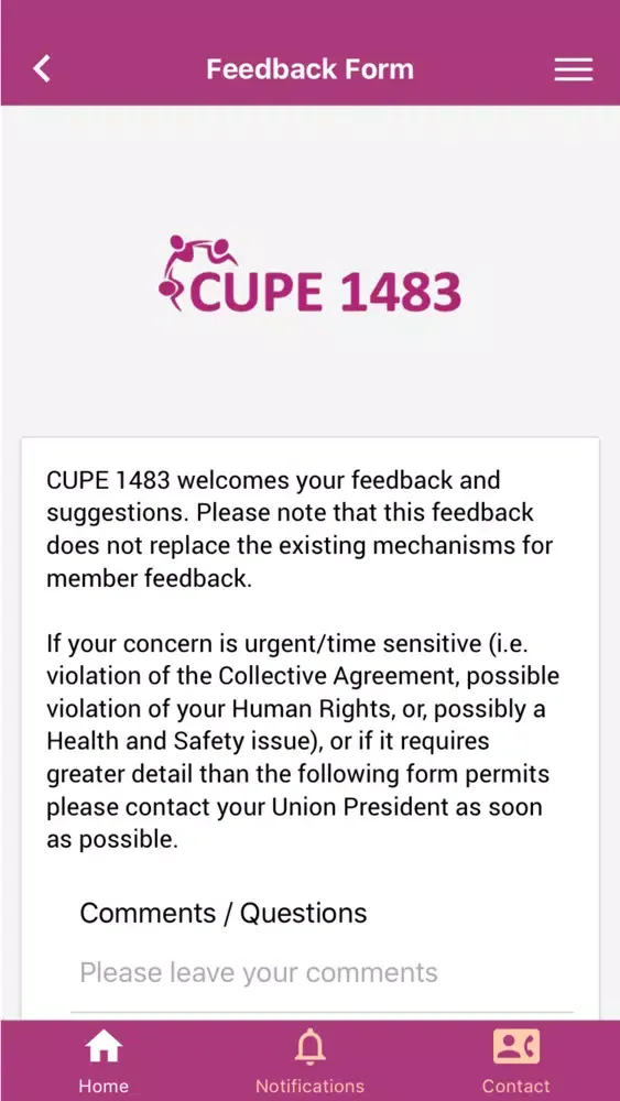 Ảnh chụp màn hình của CUPE 1483
