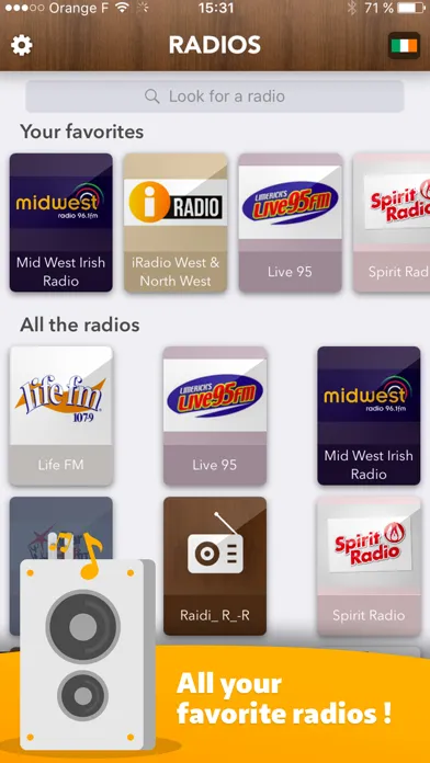 Zrzuty ekranu Irish Radio Éireann access all Radios Ireland