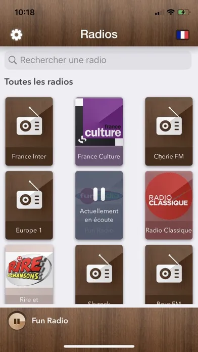 ภาพหน้าจอของ French Radio player