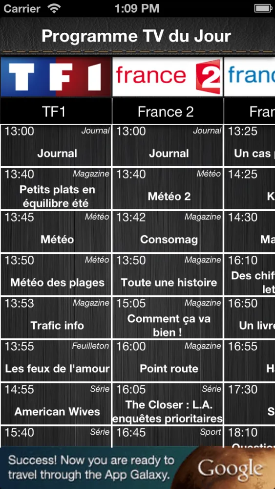 Zrzuty ekranu Programme Télé France : La Meilleure App de Programmes TV !