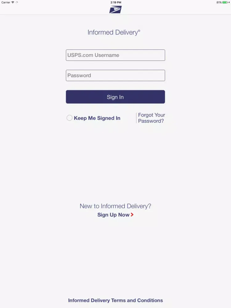 Informed Delivery® iPad  スクリーンショット