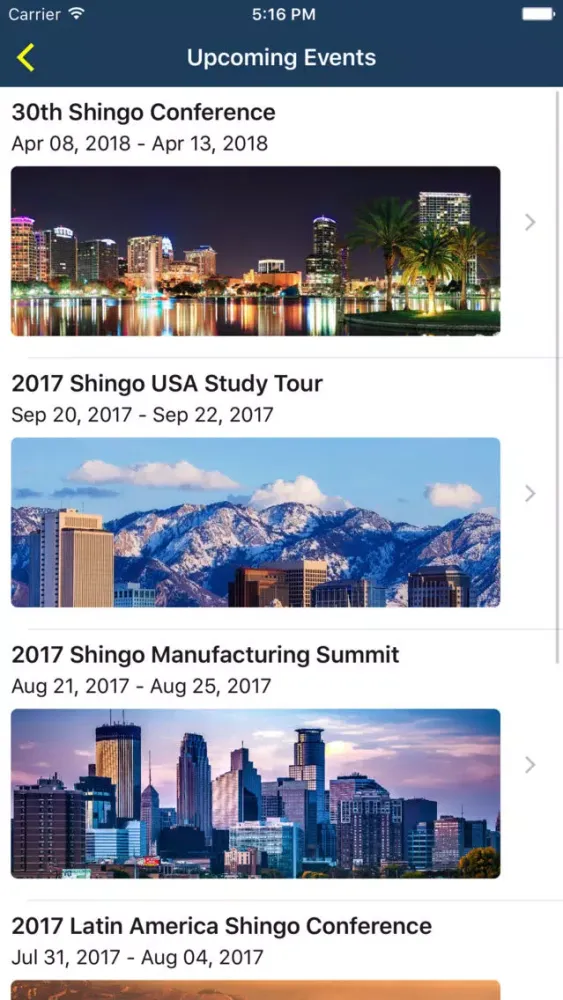 Capturas de pantalla de Shingo Events