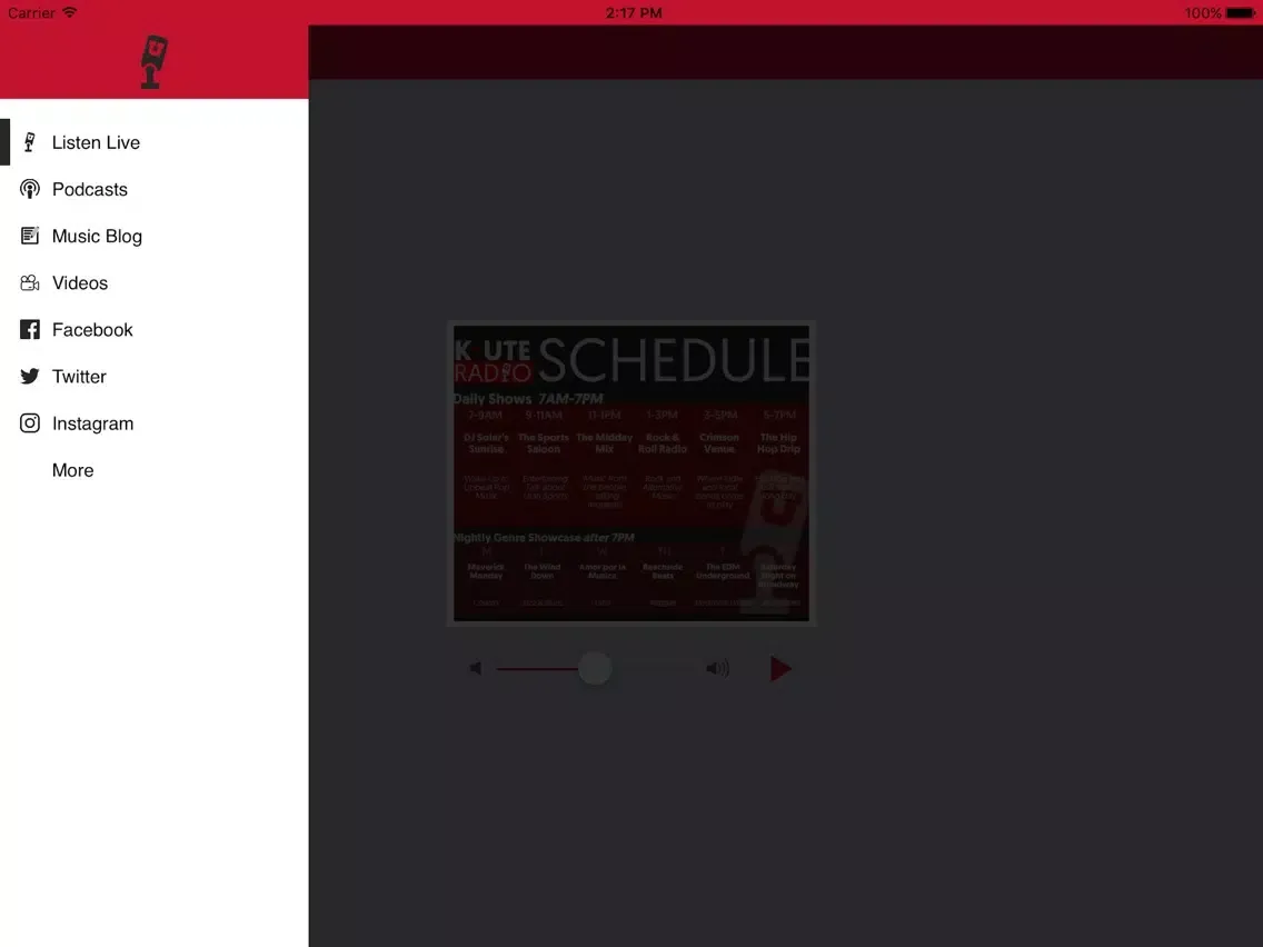 Tangkapan layar K-UTE Radio iPad 