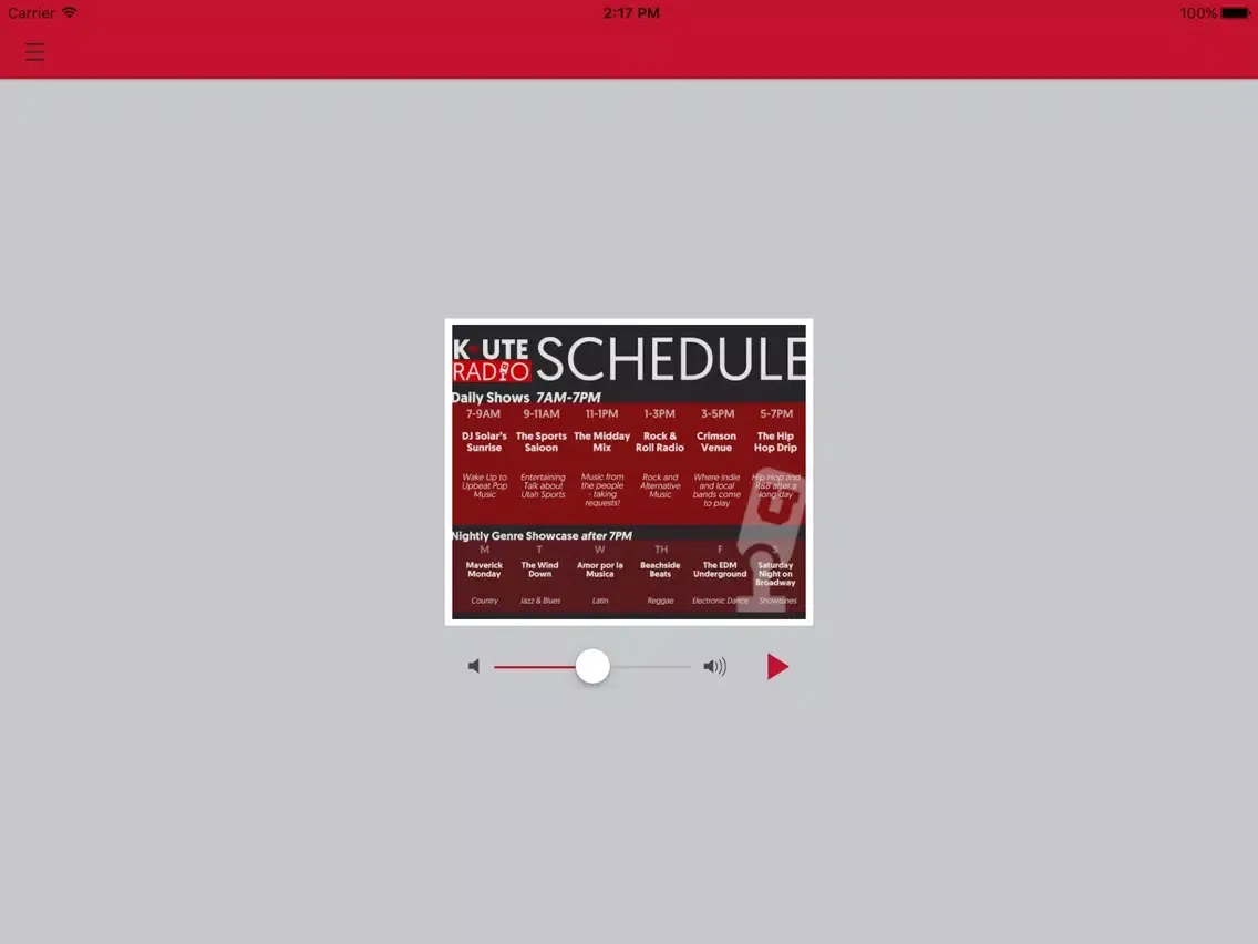 Tangkapan layar K-UTE Radio iPad 