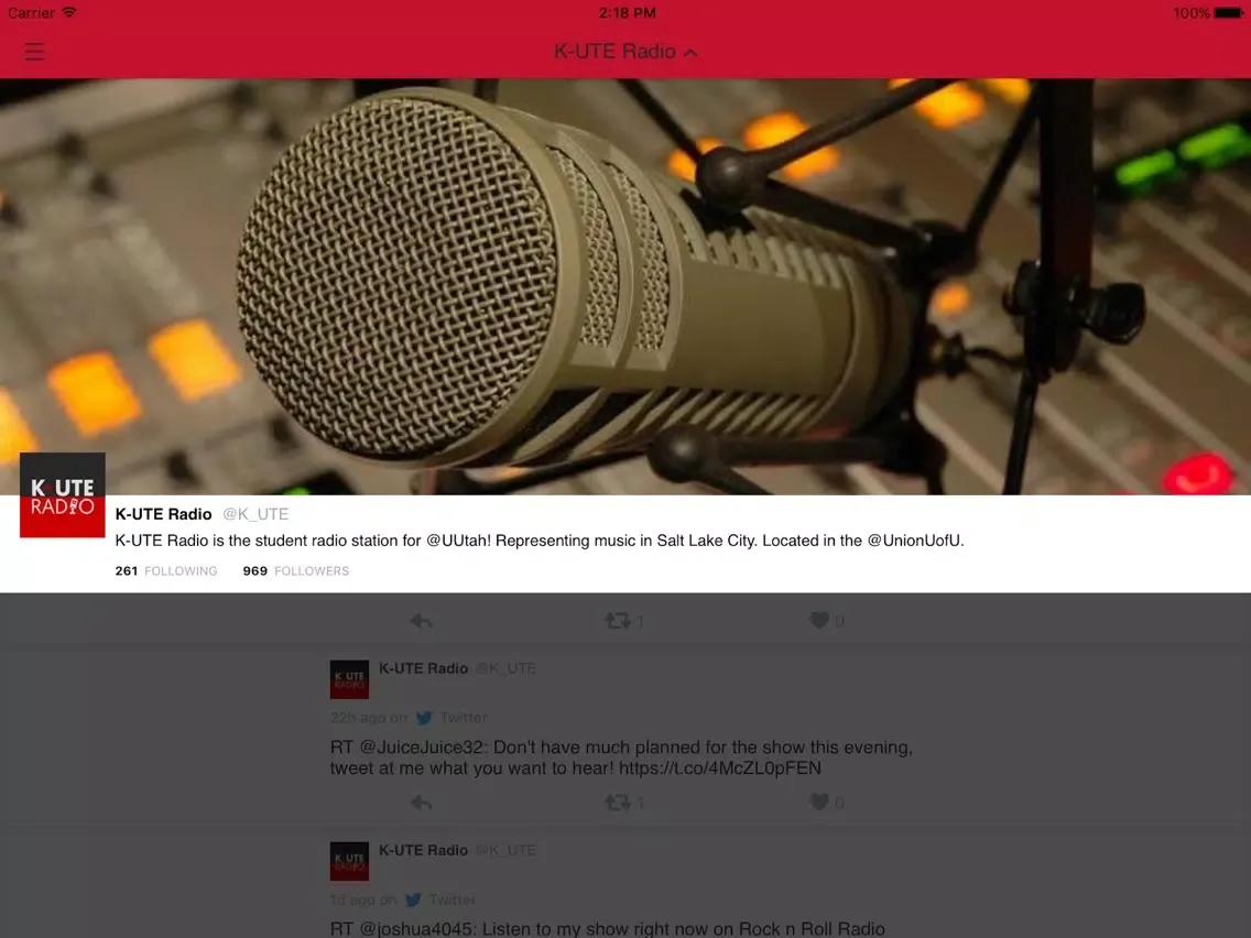 Tangkapan layar K-UTE Radio iPad 