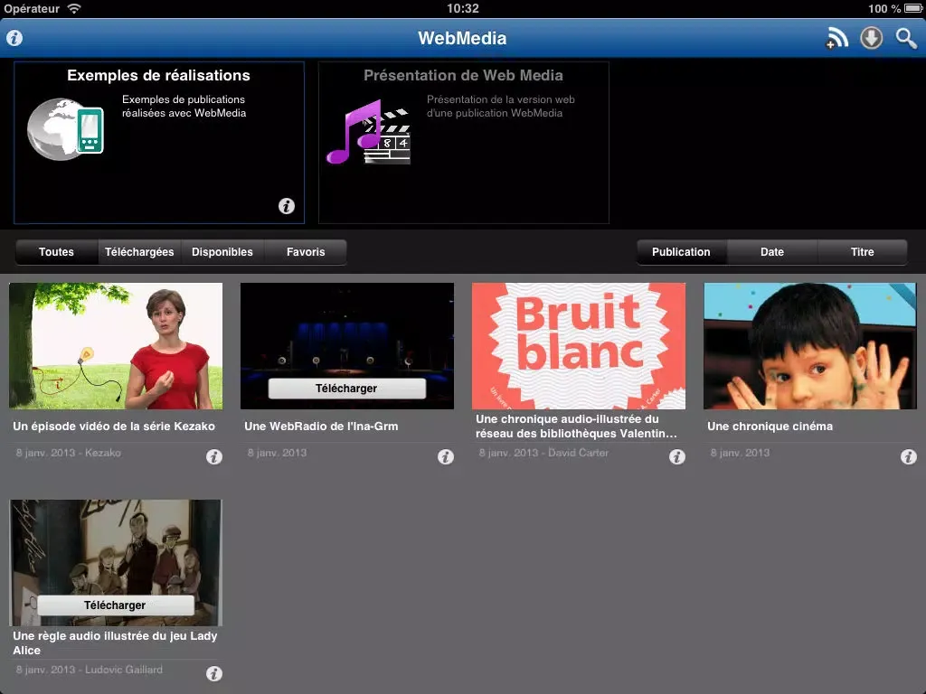 Capturas de pantalla de WebMedia Reader iPad 