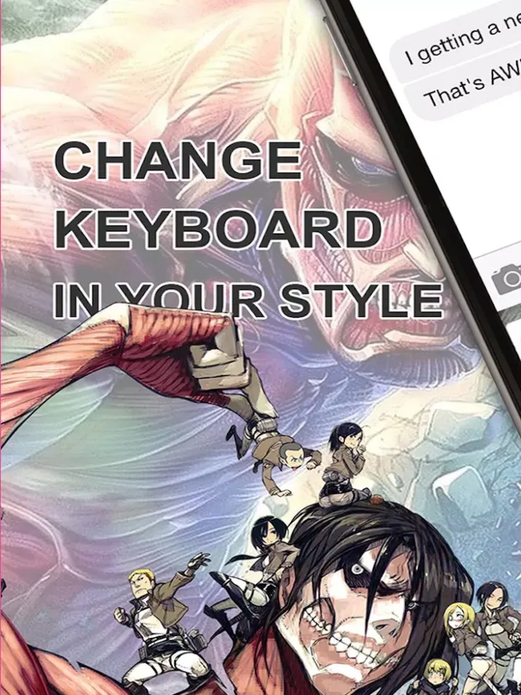 ภาพหน้าจอของ Custom Keyboard Cartoon Anime Manga : Color & Wallpaper Themes in Attack on Titan Style iPad 