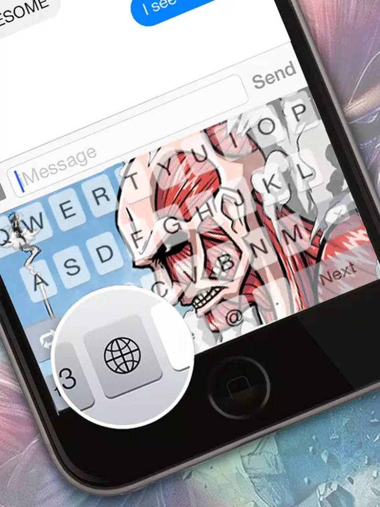 ภาพหน้าจอของ Custom Keyboard Cartoon Anime Manga : Color & Wallpaper Themes in Attack on Titan Style iPad 