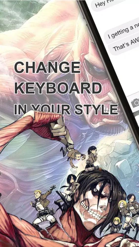 ภาพหน้าจอของ Custom Keyboard Cartoon Anime Manga : Color & Wallpaper Themes in Attack on Titan Style