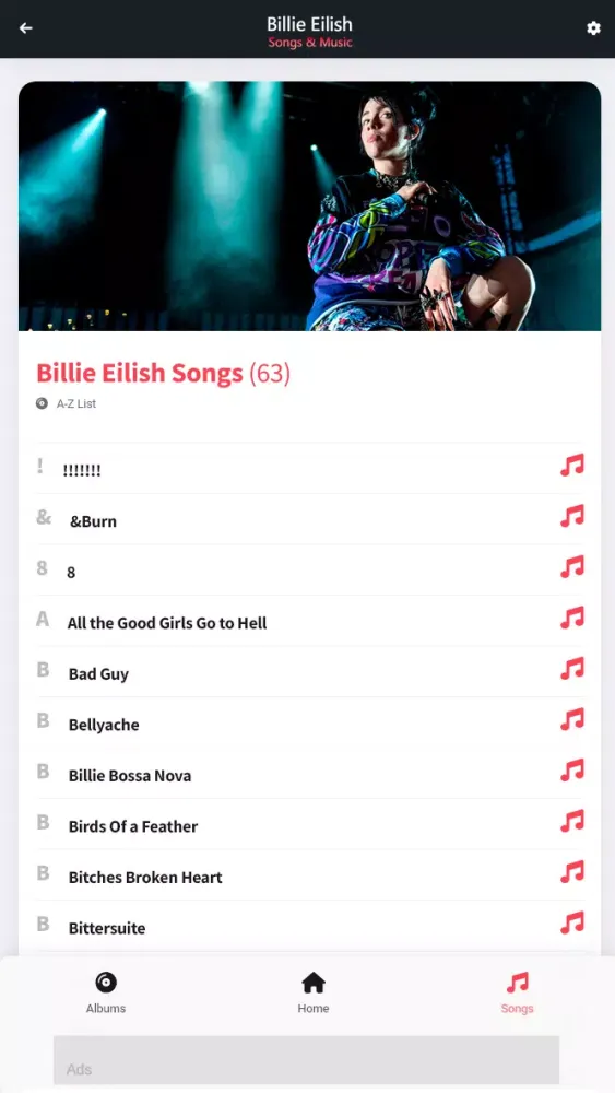Billie Eilish: Songs & Music 스크린샷