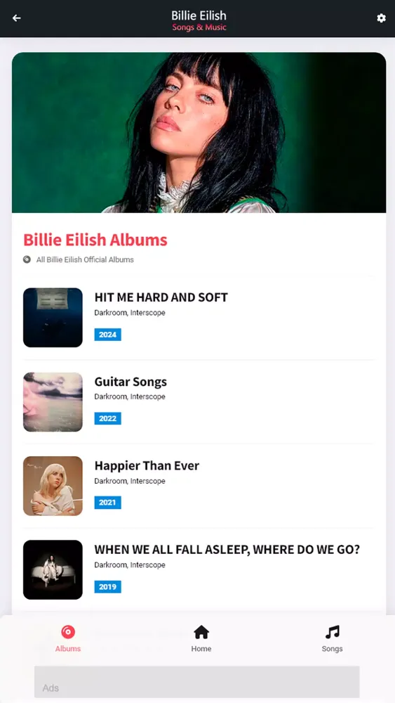 Billie Eilish: Songs & Music 스크린샷