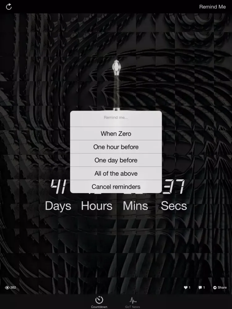 Tangkapan skrin Countdown - for Game of Thrones iPad 