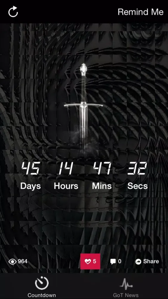 Tangkapan skrin Countdown - for Game of Thrones