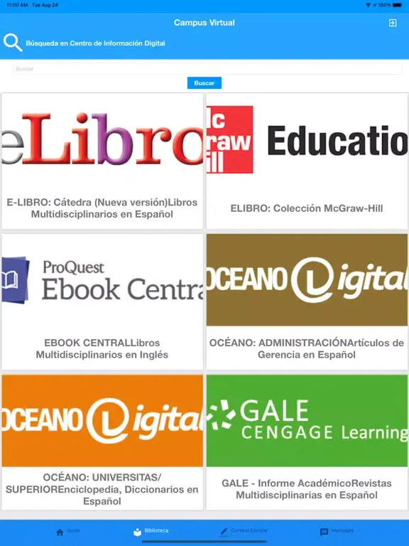 Ảnh chụp màn hình của Campus Virtual Móvil Uveg iPad 