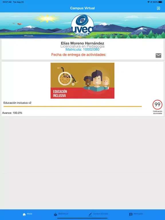 Ảnh chụp màn hình của Campus Virtual Móvil Uveg iPad 